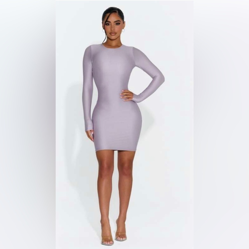 NAKED WARDROBE “FIGURE YOU OUT” LONG SLEEVE MINI DRESS